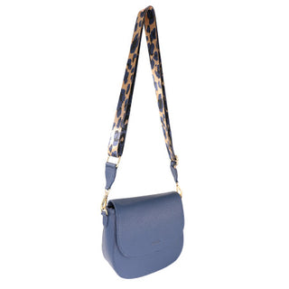 Leather Blue Bag /Webbing Strap