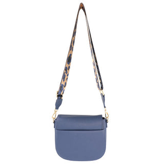 Leather Blue Bag /Webbing Strap
