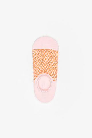 No Show Honeycomb Sheer Sock Pink& Orange