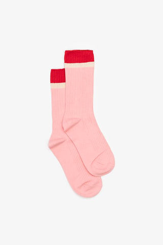 Ribbed Block Sock Pink/Red